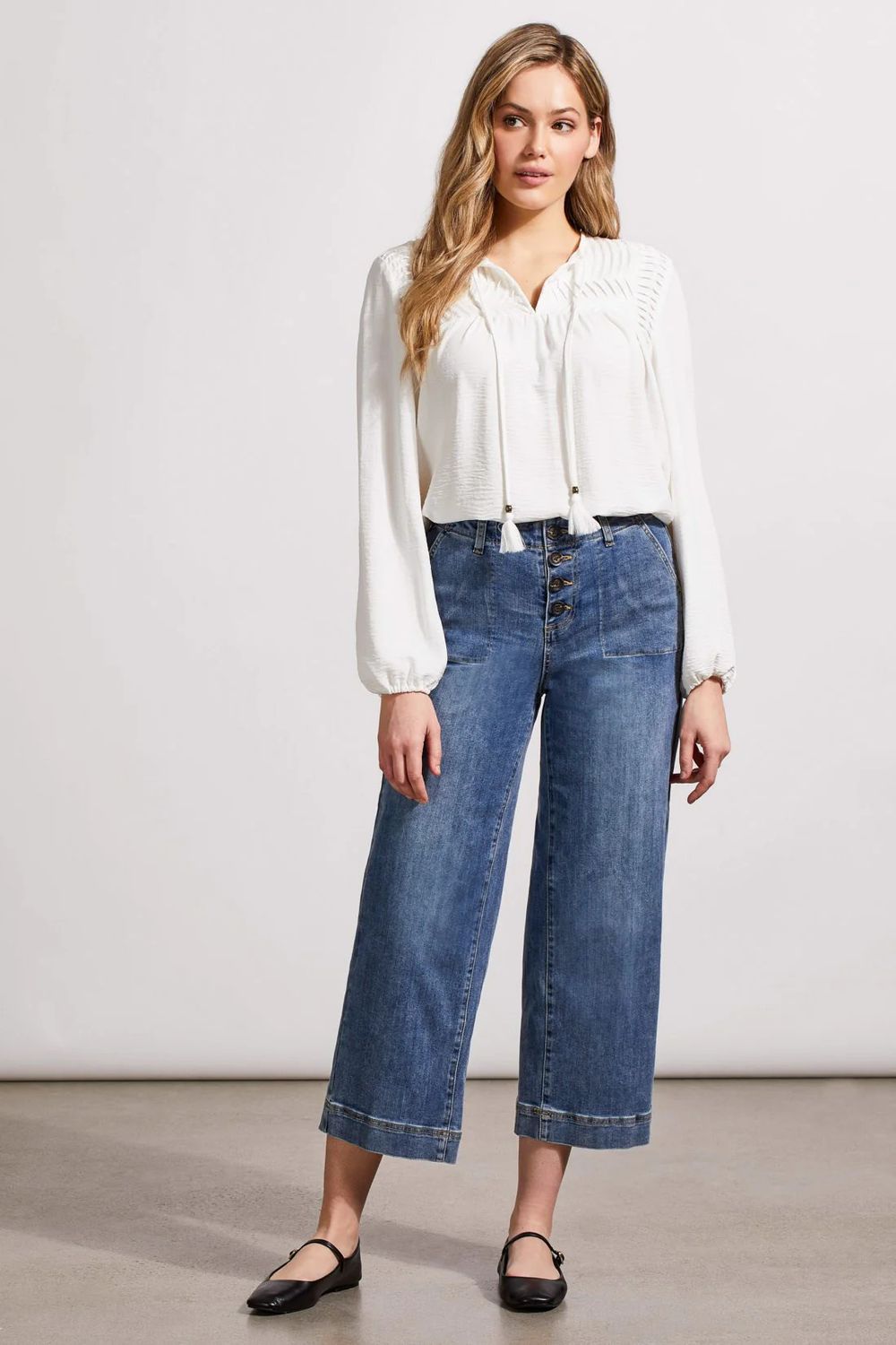 Elastic cuff pheasant blouse, Color: Egg Shell, Size: XS