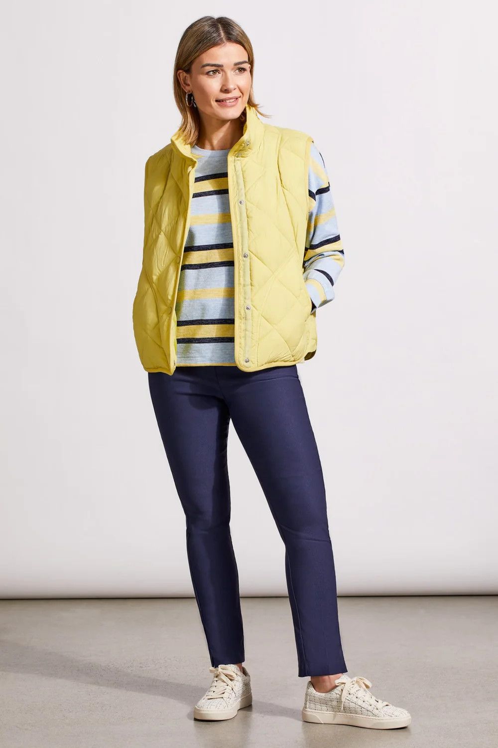 Quilted puffer a-line vest, Color: Celery, Size: S
