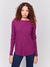 Back eyelet detail top, Color: Mulberry, Size: S