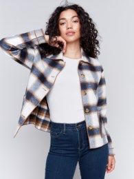Reversible patch pocket plaid jkt, Color: Truffle, Size: S