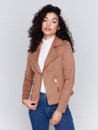 Vintage faux leather moto jkt, Color: Truffle, Size: XS