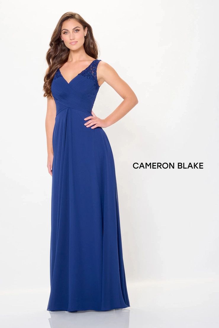 Pleated bodice chiffon gown , Color: Blue Willow, Size: 18