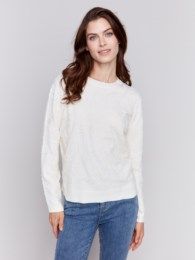 Embroidered floral sweater , Color: Ecru, Size: S