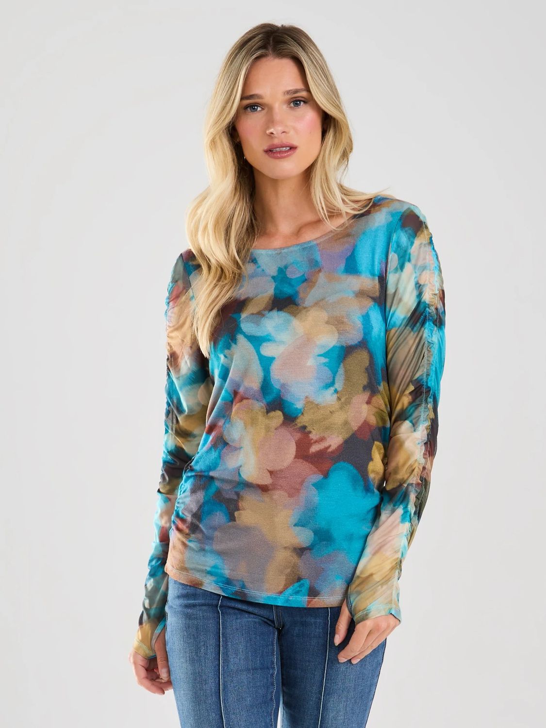 Mesh print top , Color: Northern Lights, Size: S