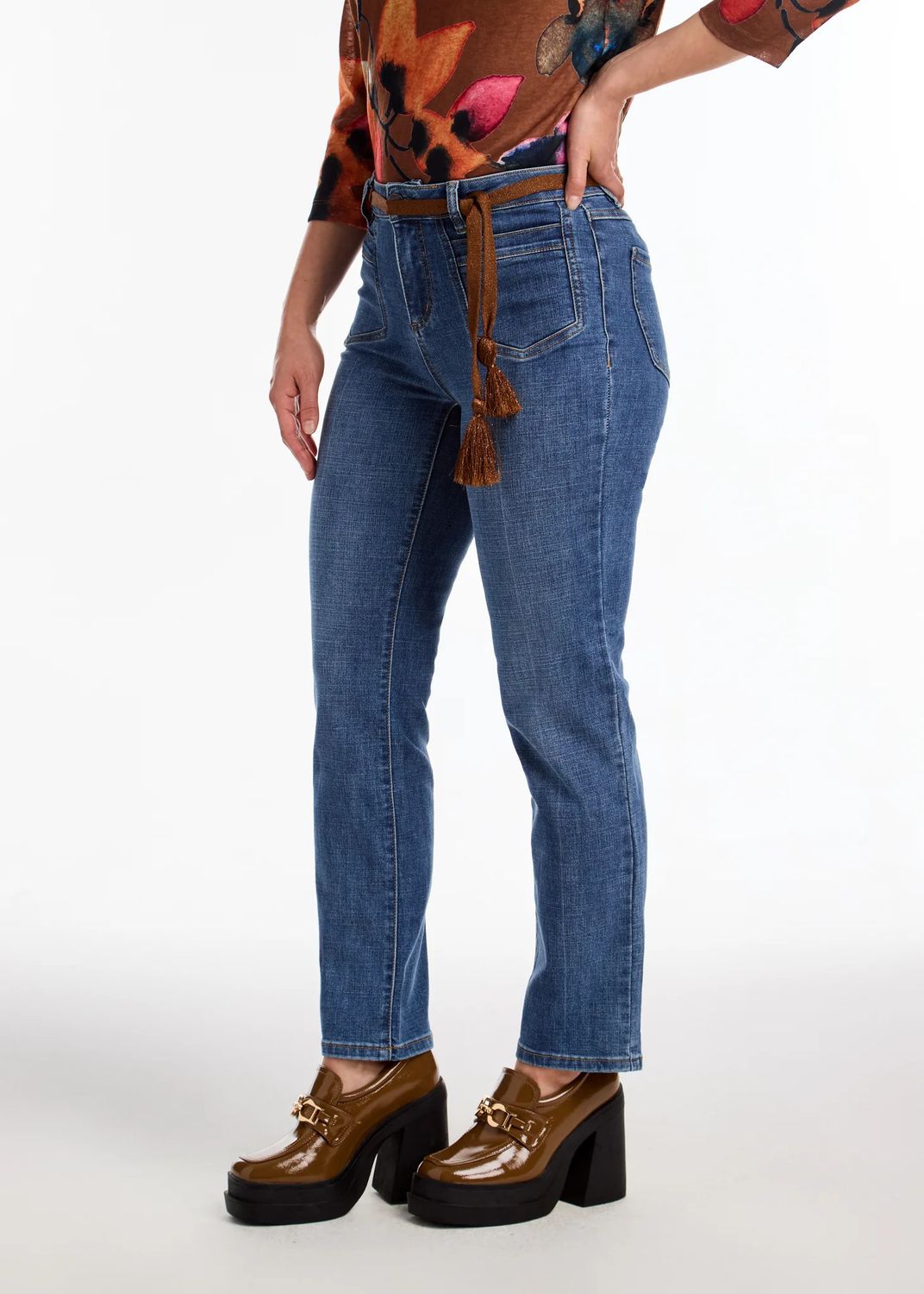 Cross hatch denim, Color: Mid Wash, Size: 6