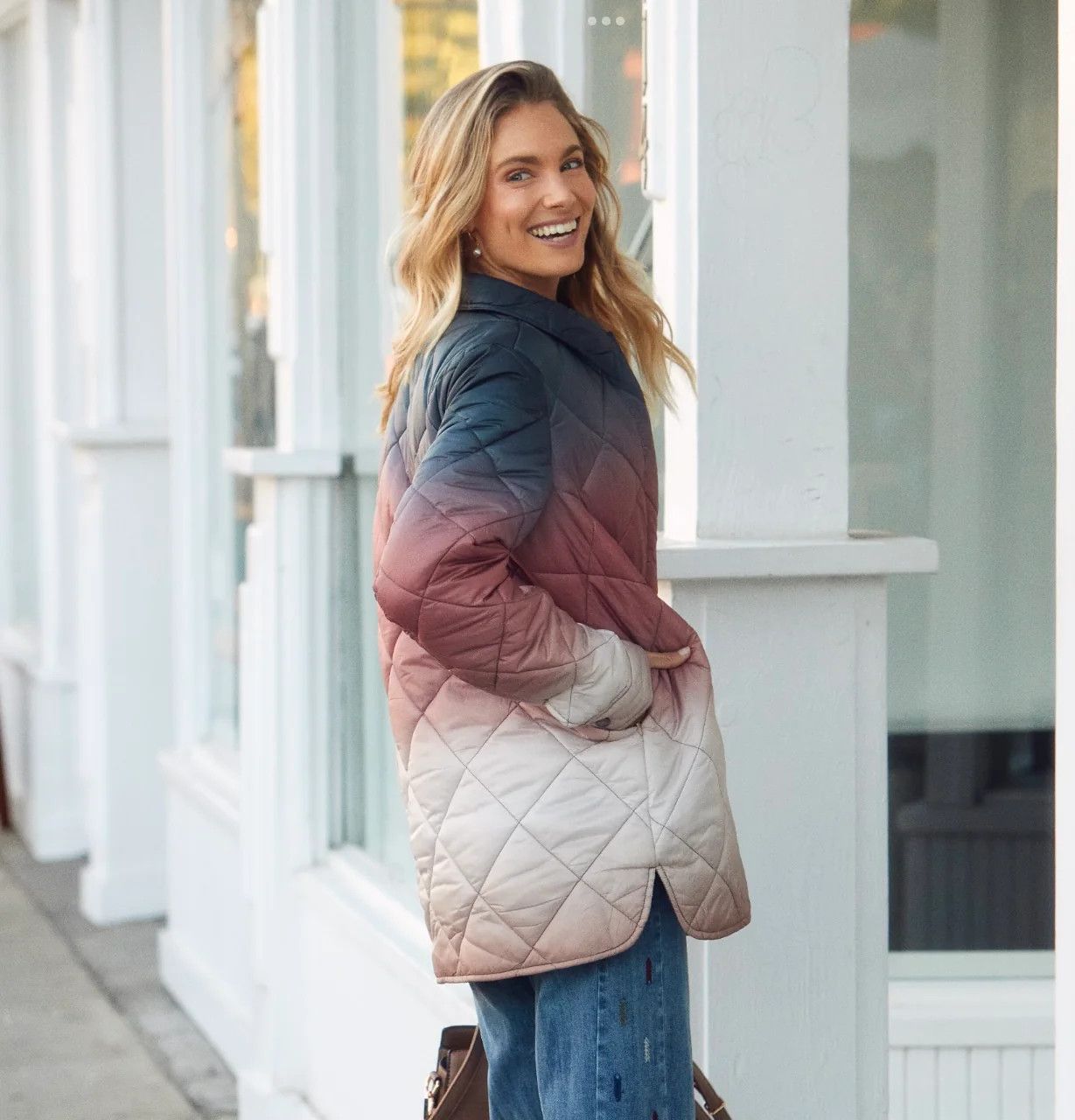 Quilted ombre jacket, Color: Rust Mix, Size: S