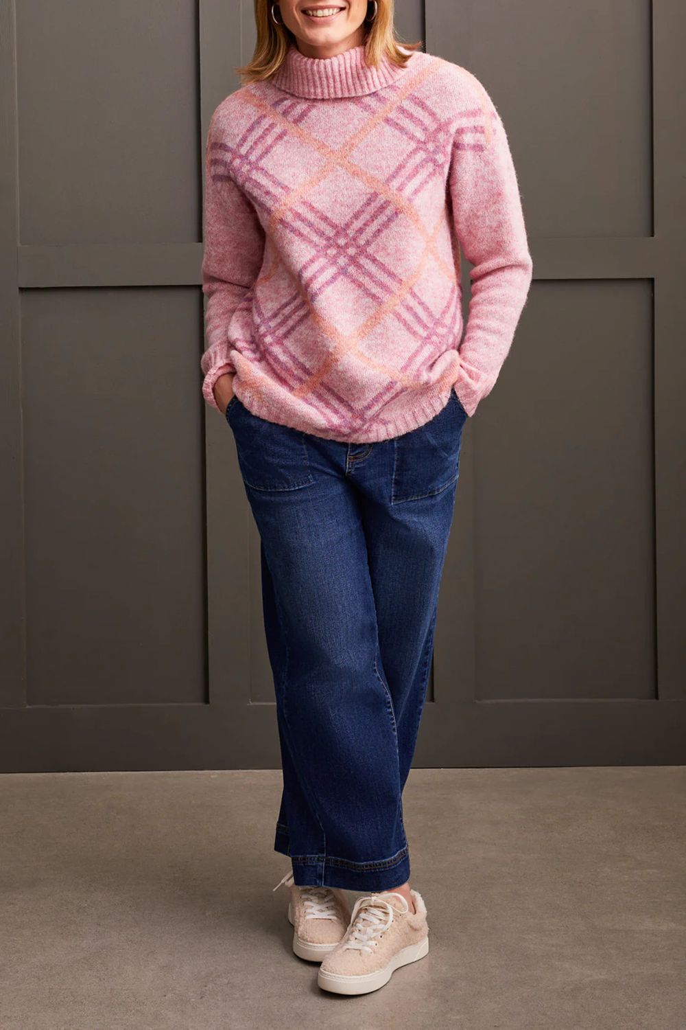 Cowl neck sweater , Color: Pink Lady, Size: S