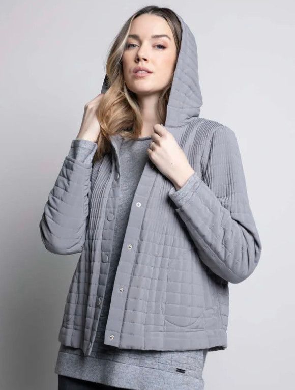 Lazy cut hooded jacket , Color: Grey, Size: XS