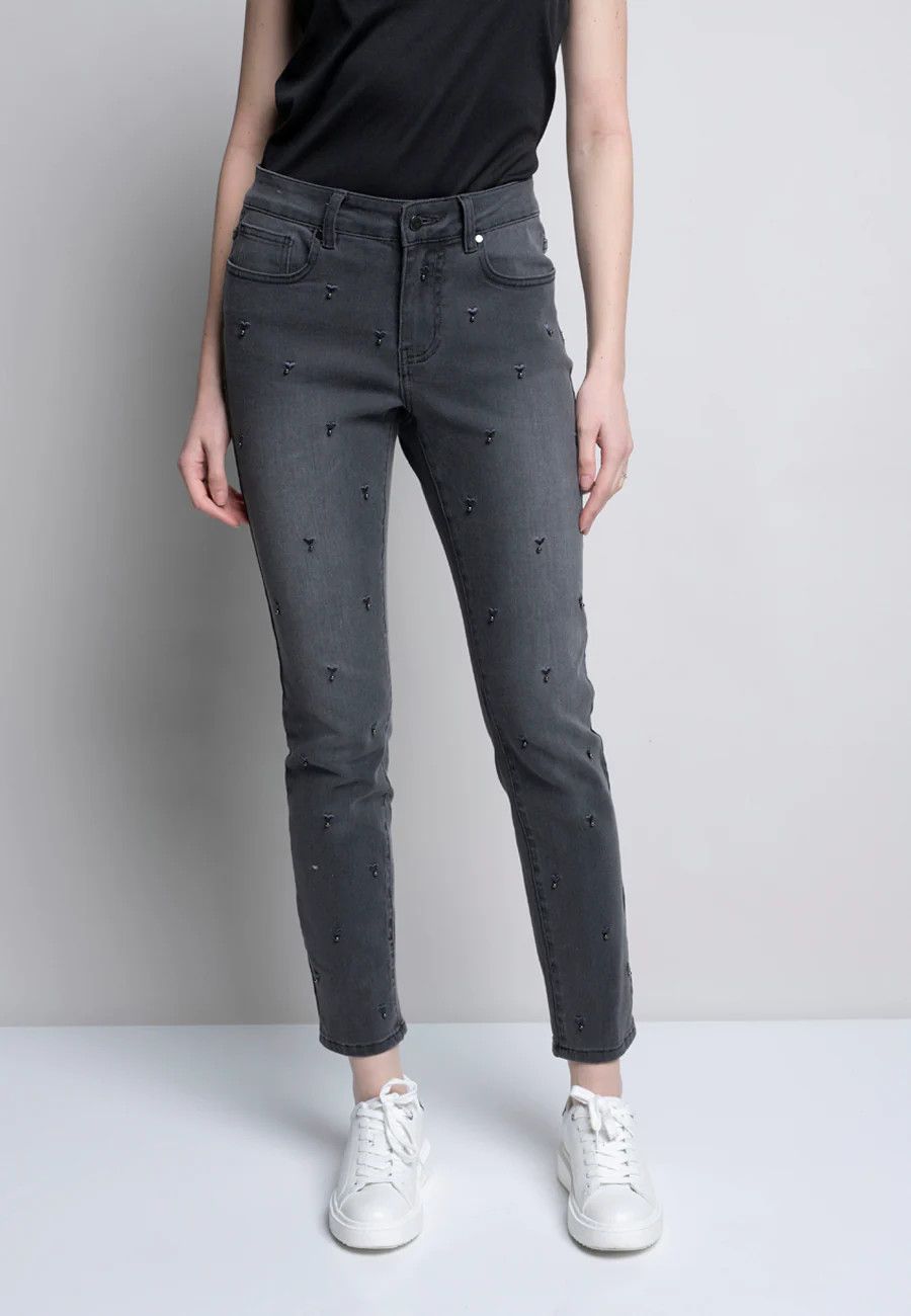 Heart embellished jean , Color: Grey, Size: 6