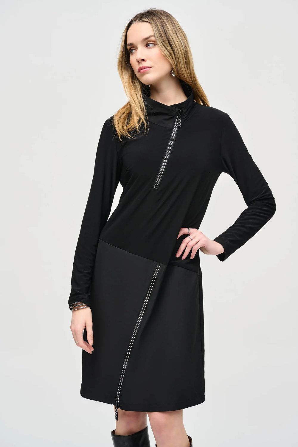 High neck pencil dress, Color: Black, Size: 6