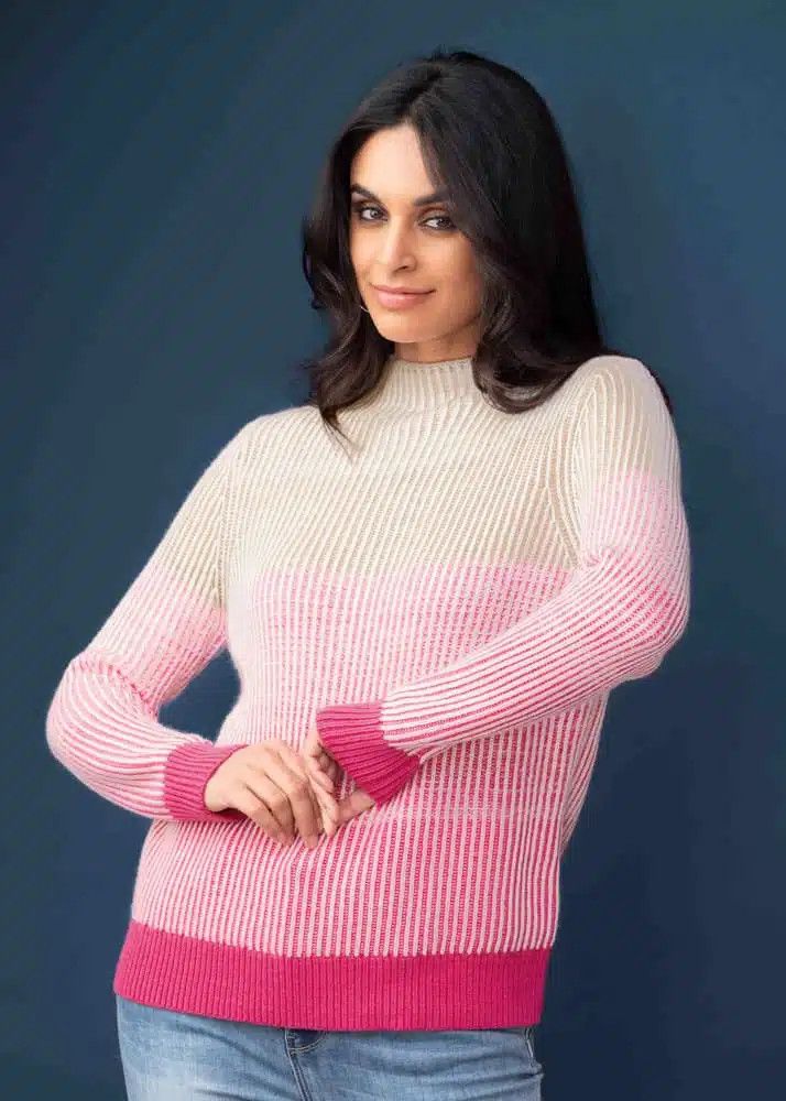 Ombre mock neck sweater , Color: Fuchsia Mix, Size: S