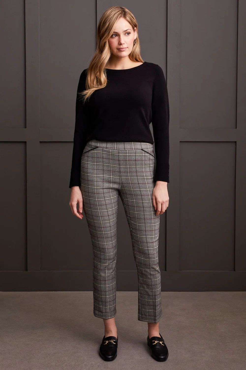 Mixed pin stripe pant , Color: Bordeaux, Size: 8