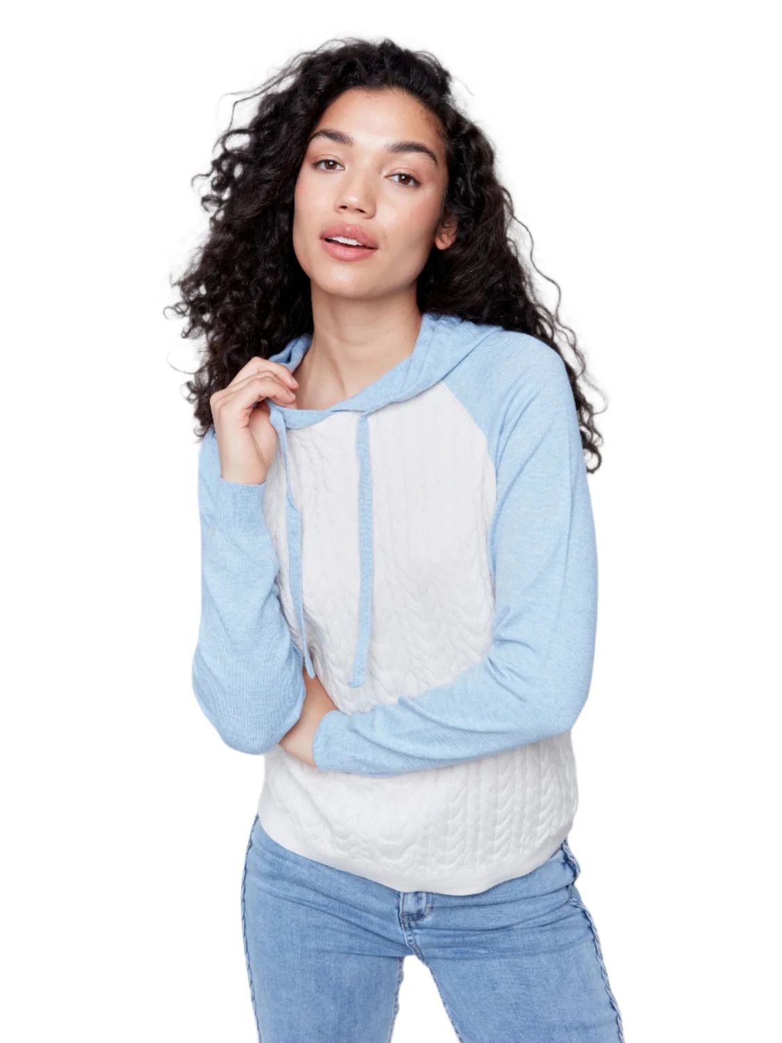 2 Toned heathered hoodie, Color: H. Frost, Size: S