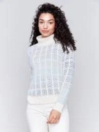 Ombre Jacqard turt neck, Color: Frost Mix, Size: S