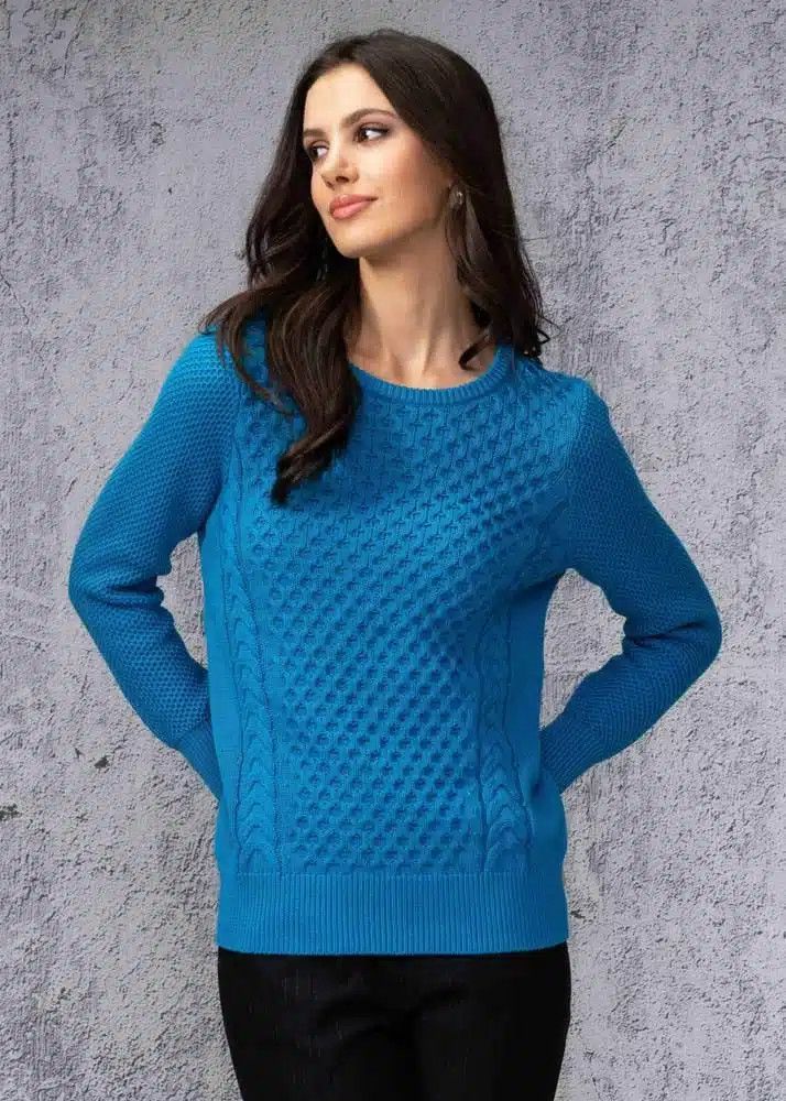Cotton weaved sweater , Color: Turquoise, Size: S