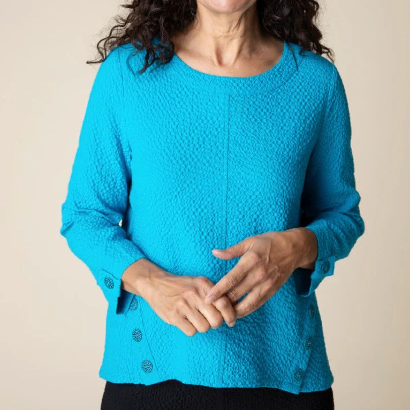 Crinkle crepe top, Color: Capri, Size: S