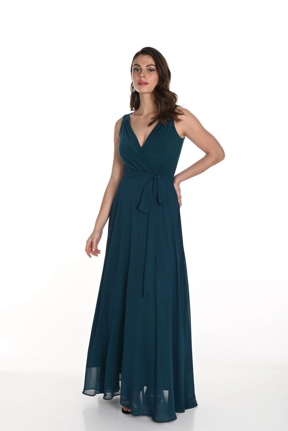 Chiffon sleeveless gown w/ crinoline, Color: Navy, Size: M