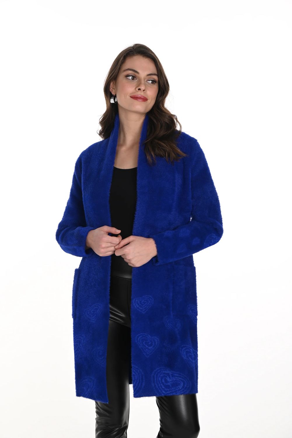Soft knit sweater coat , Color: Royal, Size: S