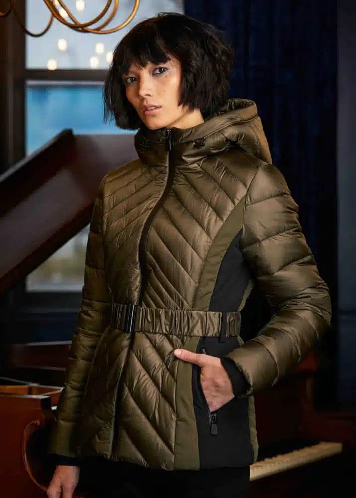Quilted belt puffer jacket , Color: Bronze, Size: S
