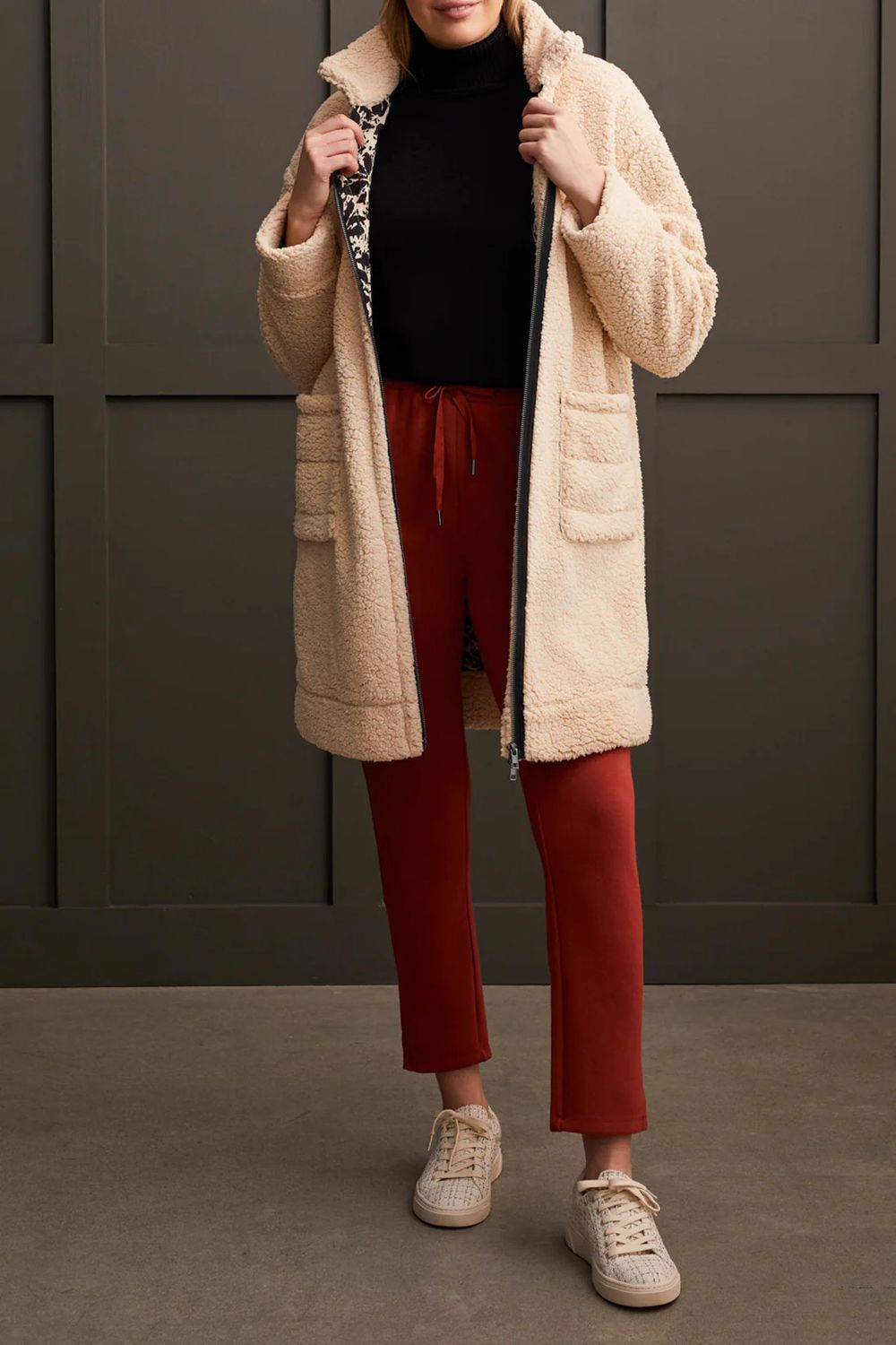 Plush lined zip coat , Color: Moonstone, Size: M