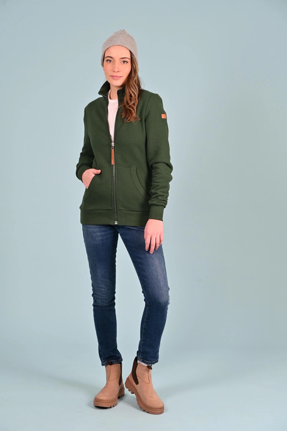Marla full zip sweatshirt , Color: Deep Forest, Size: S