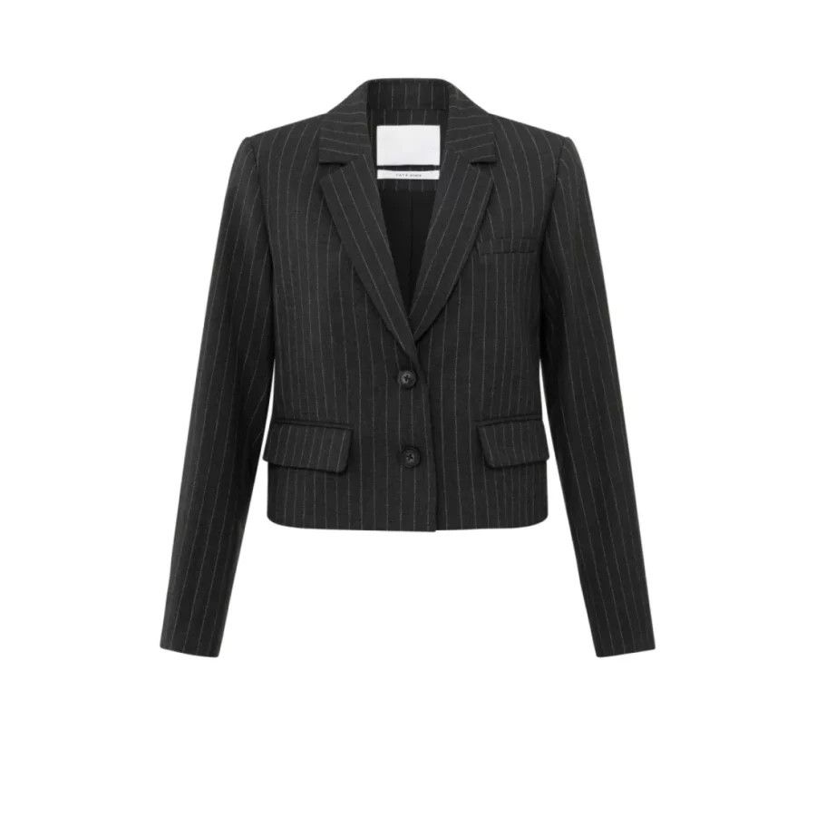 Short pinstripe blazer, Color: Charcole, Size: 6