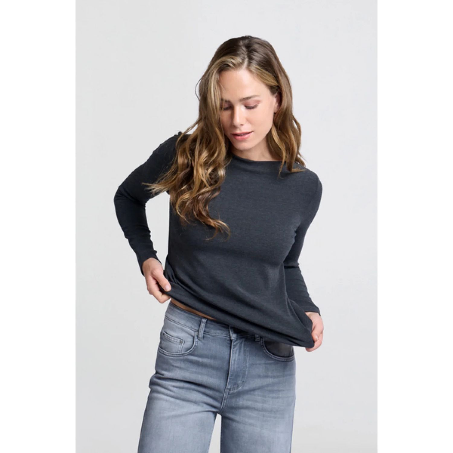 Boat Neck long sleeve , Color: Ice Blue, Size: S