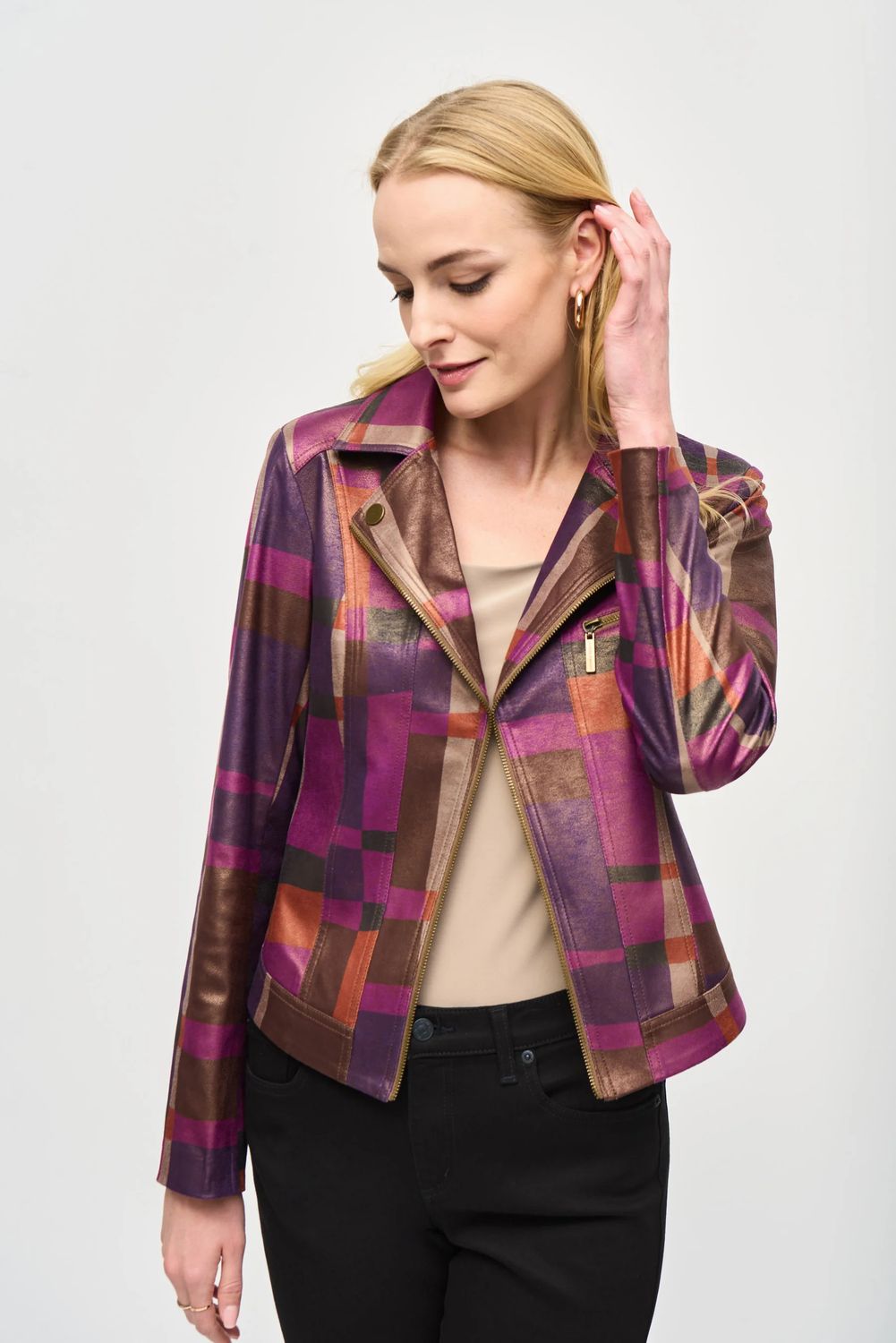 Foiled print moto jacket , Color: Multi, Size: M