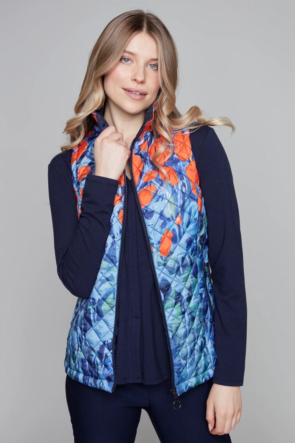 Dusk in the garden quilted vest, Color: Multi, Size: M