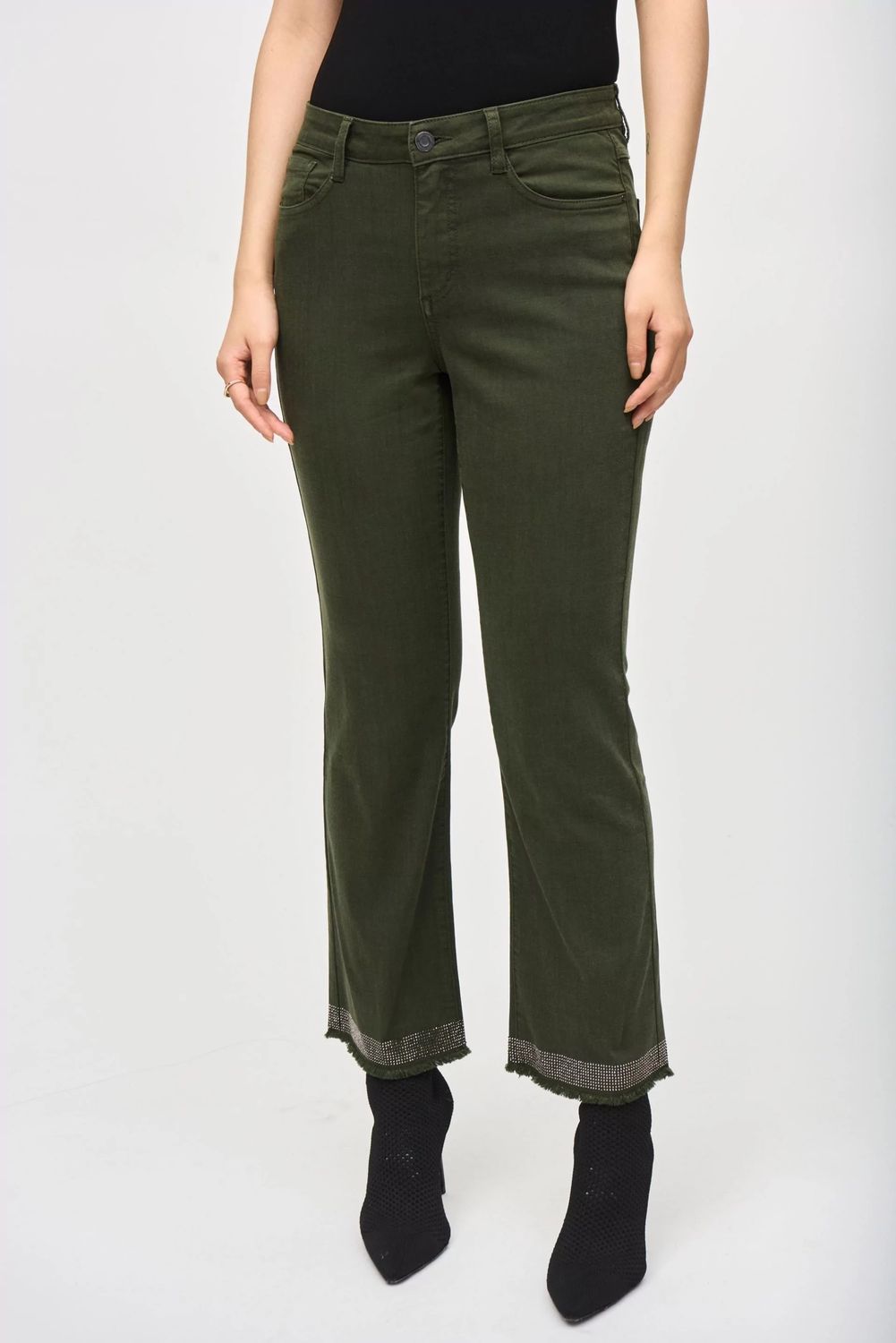 Frayed embellished hem pant, Color: Iguana, Size: 6