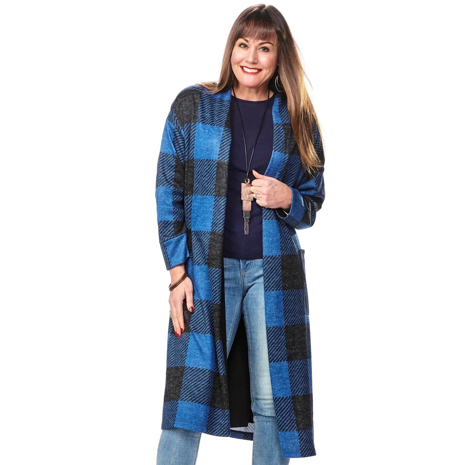 Rapz plaid shacket , Color: Blue/ Black, Size: O/S