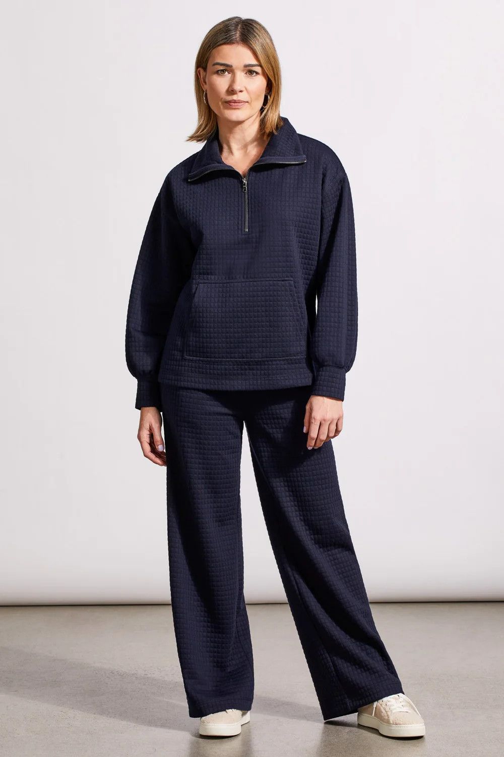 Half zip quilted Kangaroo sweatshirt, Color: Night Sky, Size: S