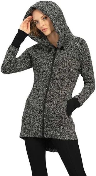 Button down hooded jacket, Color: Black/ Vanilla, Size: S