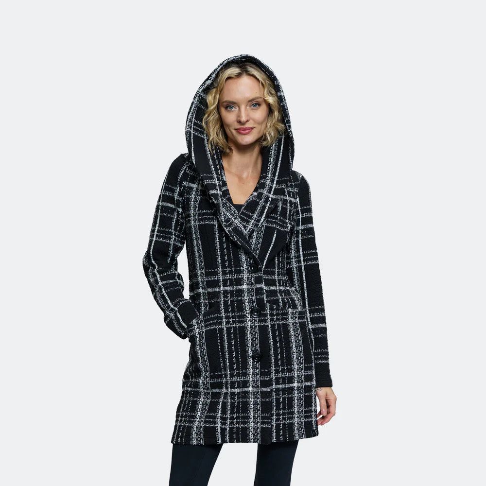 Double breasted shawl collar jkt, Color: Black/ Ivory, Size: M