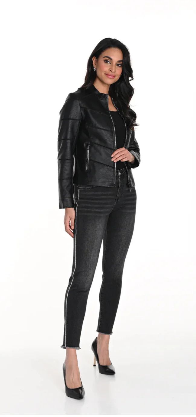 Military Moto jkt, Color: Black, Size: S