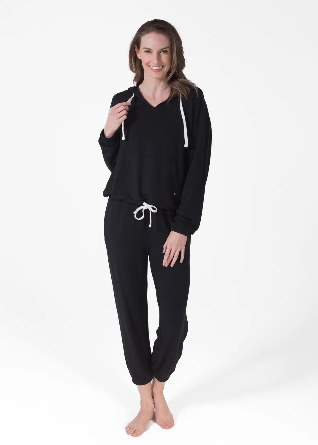 High waisted jogger w/ cuff ankle, Color: Black, Size: M