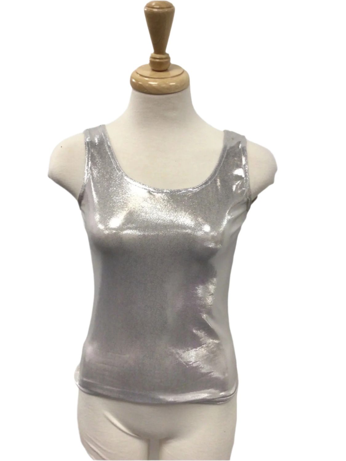Metallic finish tank top, Color: Silver, Size: S