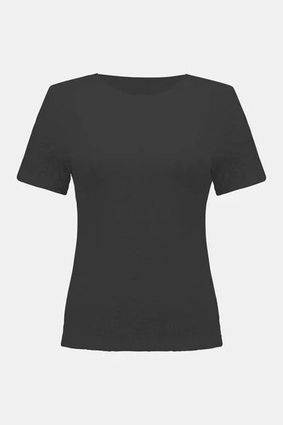 Puckered knit fitted tee, Color: Black, Size: 4