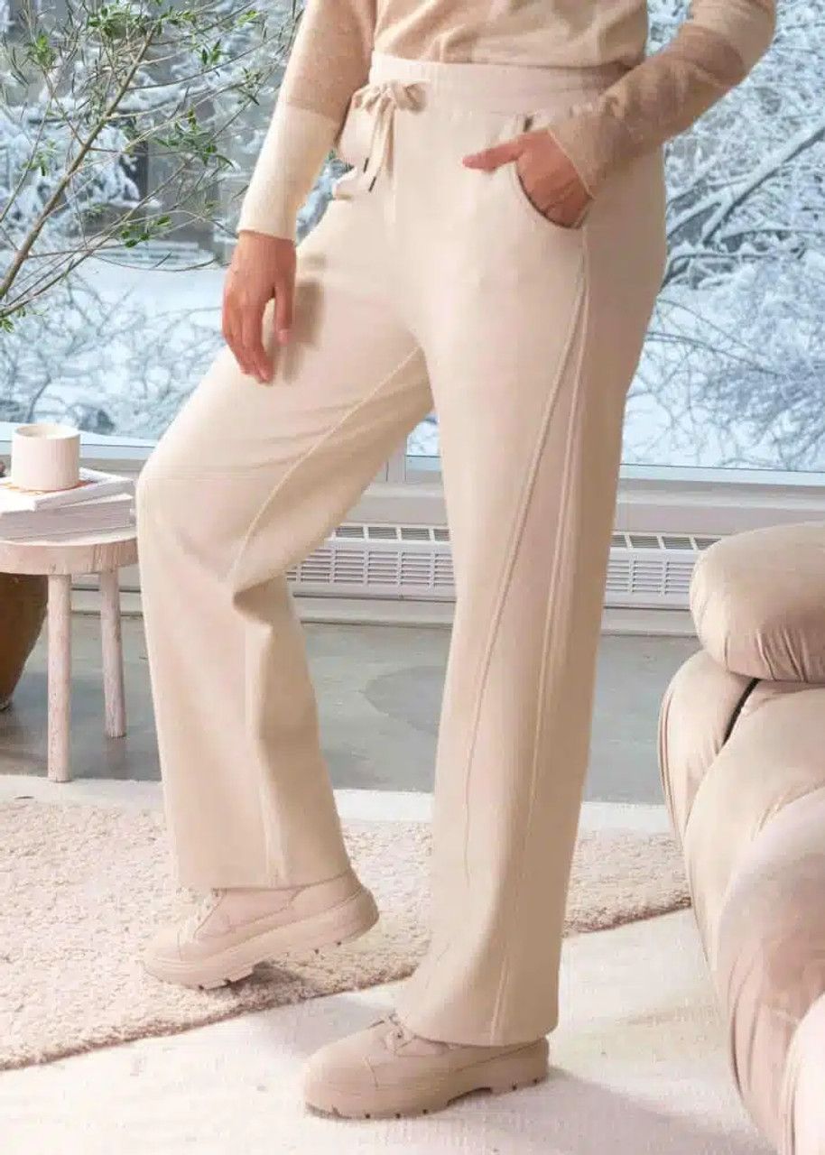Soft knit drawstring pant, Color: Oatmeal, Size: M