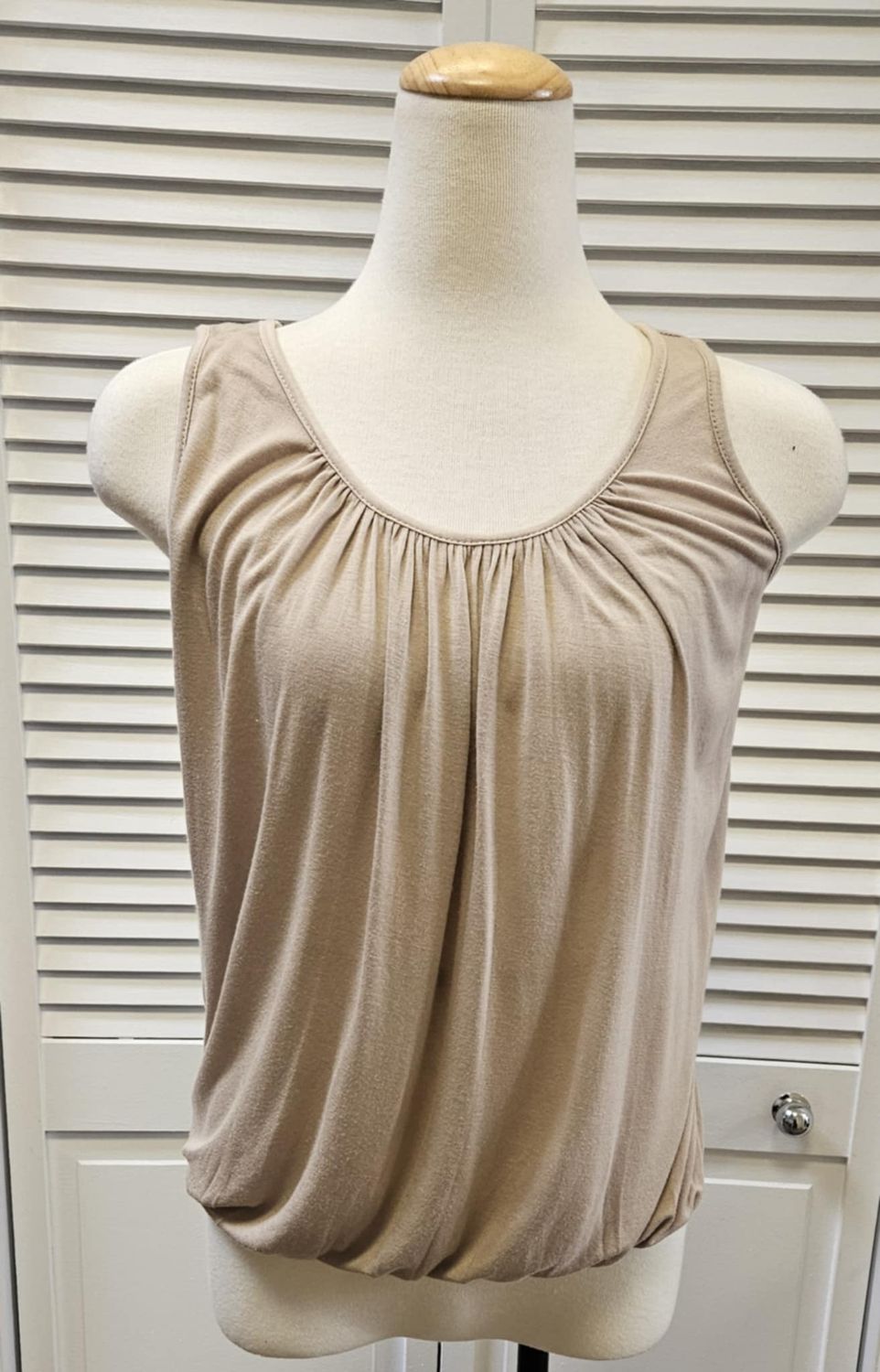 Puckered hem tank, Color: Sand, Size: S