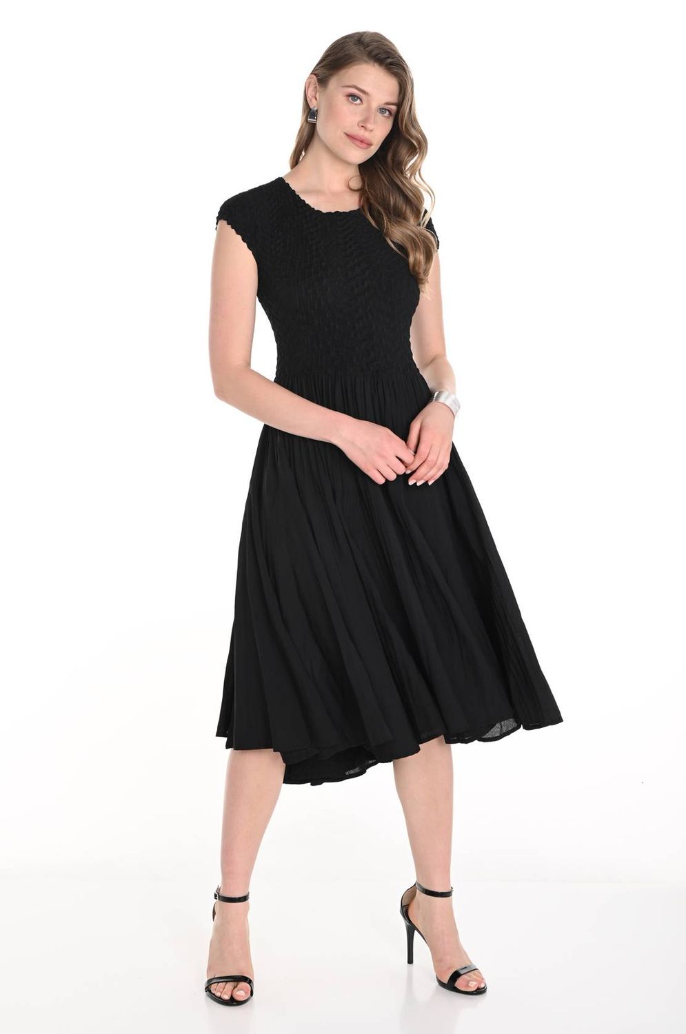 A-line midi dress , Color: Black, Size: S/M