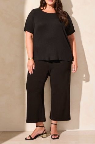 Plus crew neck tee, Color: Black, Size: 1X