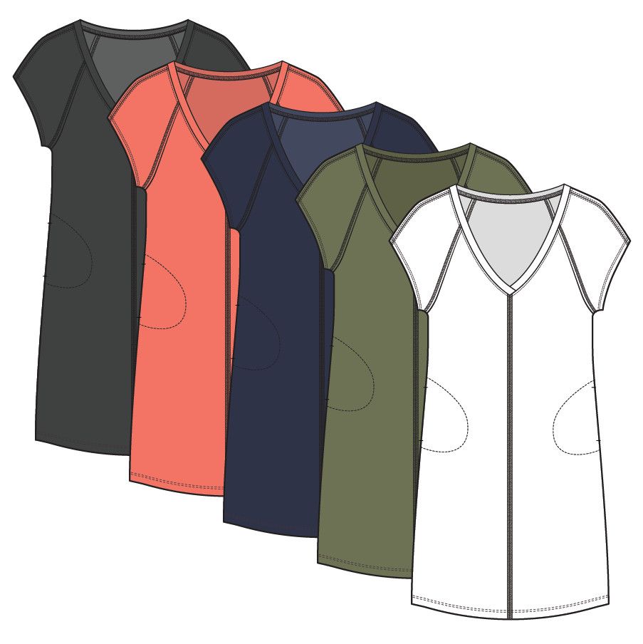 V-neck t-shirt dress w/ pockets, Color: Jet Blue, Size: S