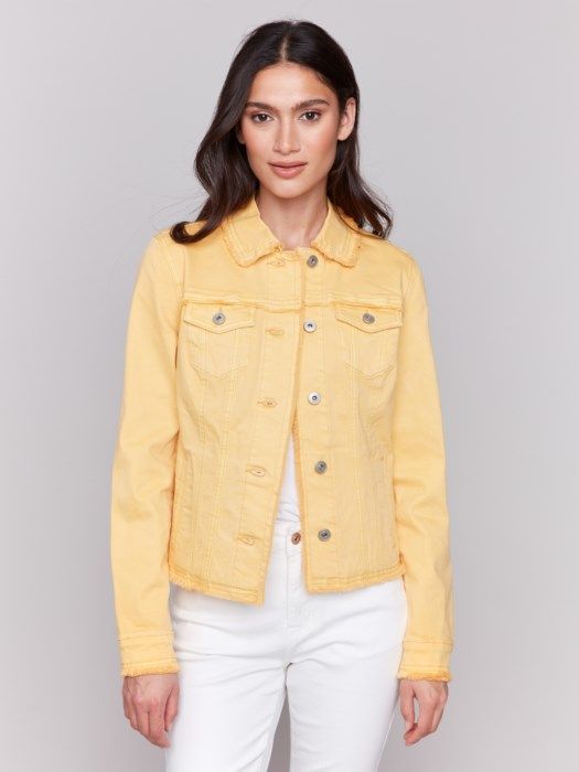 Frayed Edge Denim Jkt, Color: Lemonade, Size: S