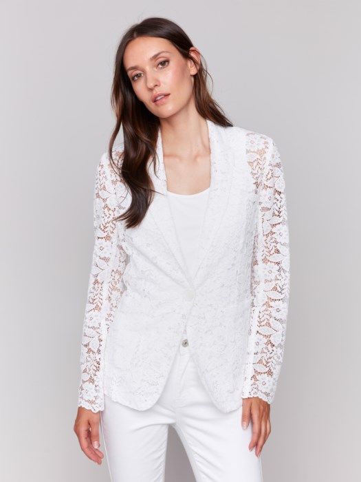Lace Blazer, Color: White, Size: 6