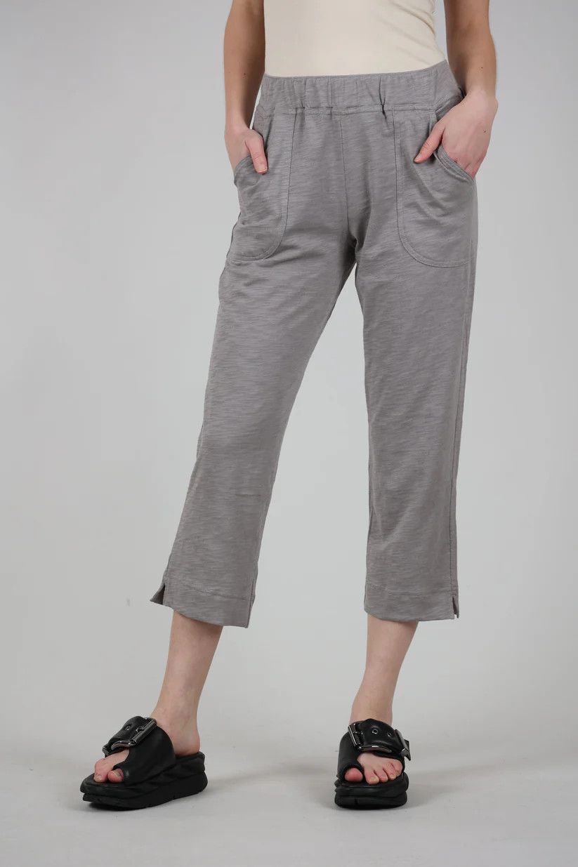 Slub Pocket Capri Pants, Color: Fog, Size: S