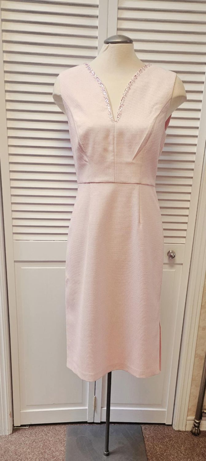 Elliana Embellished V-neck Midi Dress , Color: Lt. Lilac, Size: 8