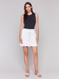 Scalloped Skort, Color: White, Size: 4