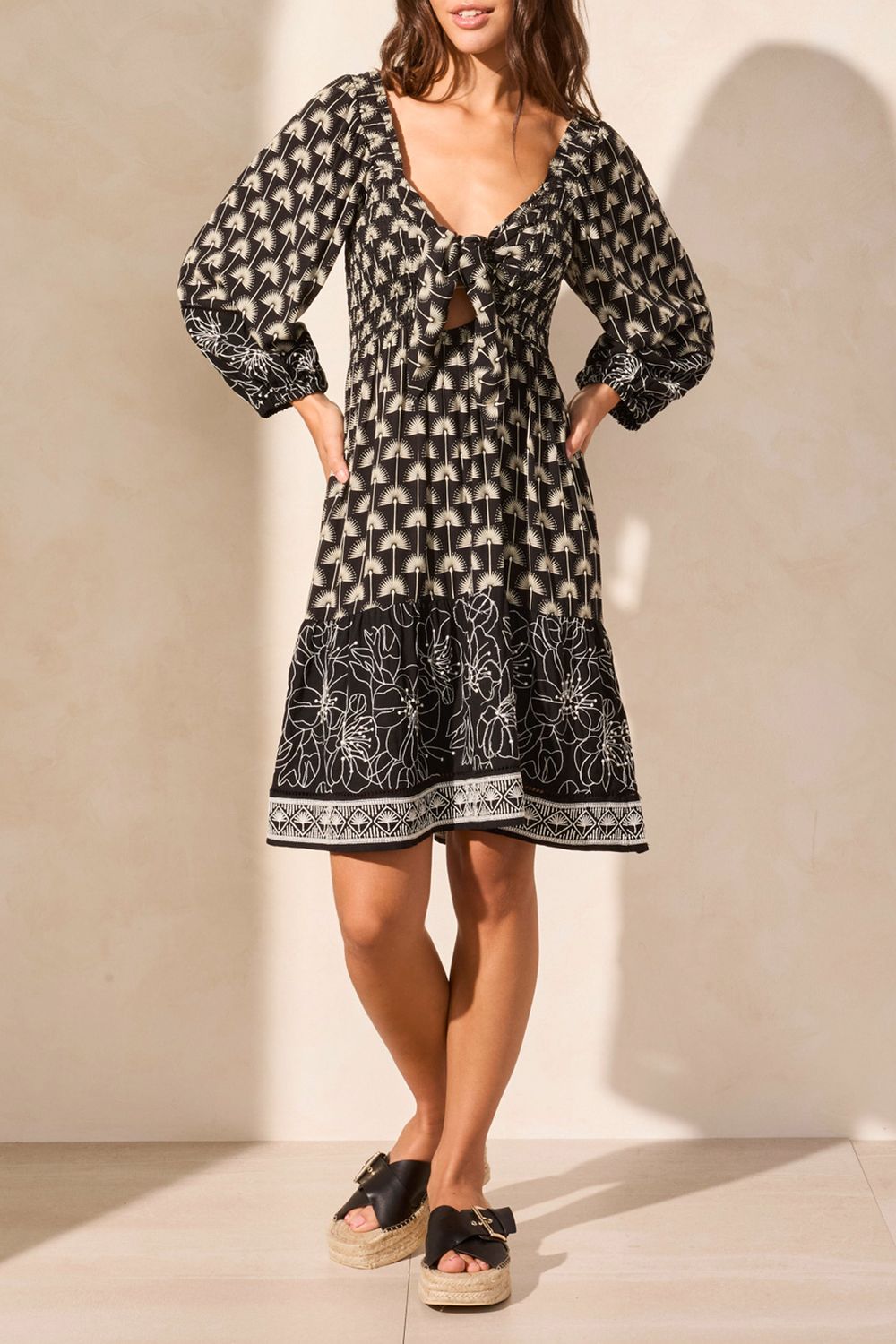 Embroidered 2 Way Wear Dress, Color: Black / Mix, Size: XS