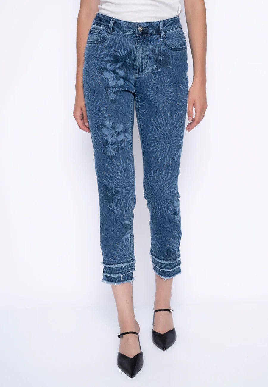 Frayed Hem Crop Jean, Color: Deep Denim, Size: 6
